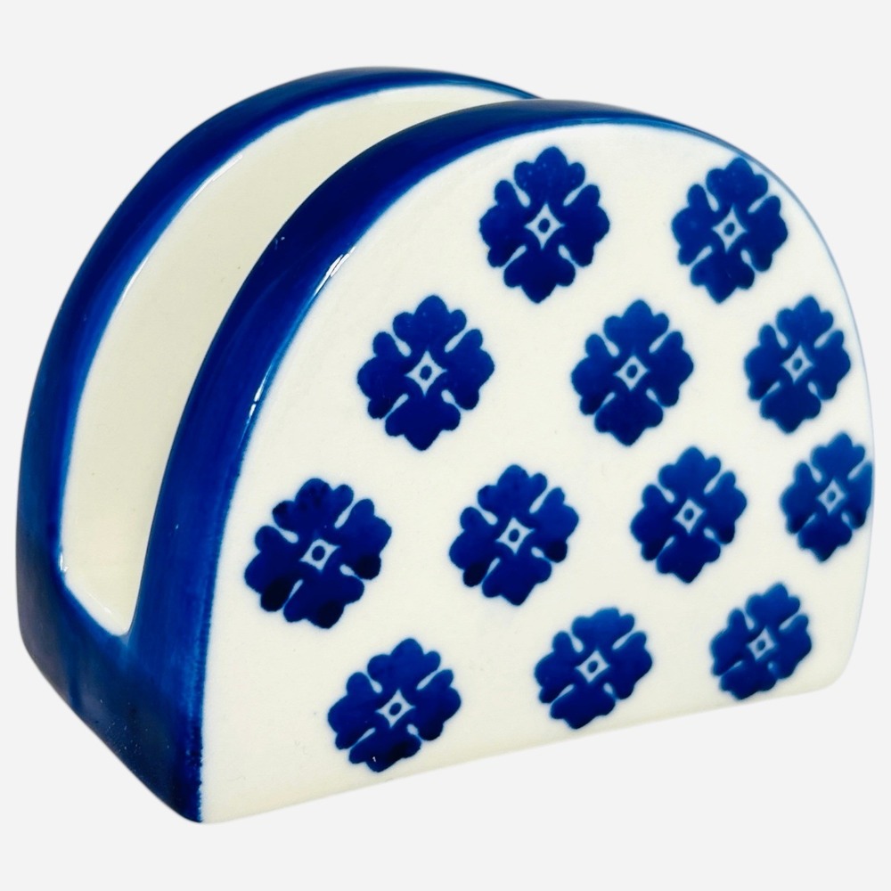 American Atelier Ceramic Napkin Holder Blue White Polish Style
